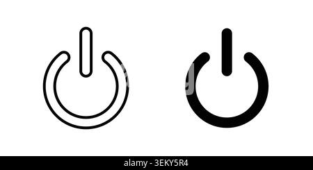 Button on off icon solid, line, and editable vector set. Stock Vector
