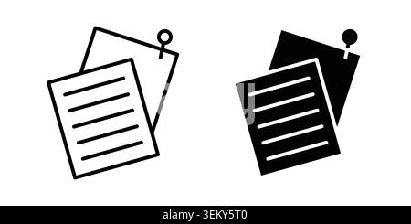 Sticky notes icon solid, line, and editable vector set. Stock Vector