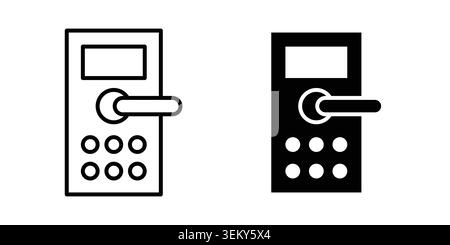 Smart lock icon solid, line, and editable vector set. Stock Vector