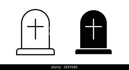 Tombstone icon solid, line, and editable vector set. Stock Vector