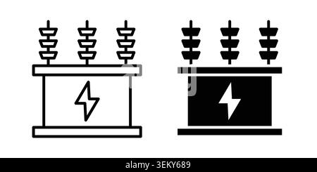 Transformer icon solid, line, and editable vector set. Stock Vector