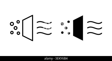 Air purification icon solid, line, and editable vector set. Stock Vector