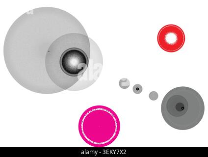 Abstract geometric composition of circles isolated on white background Stock Vector