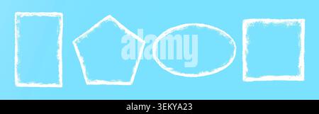 Frozen snow ice frames with frosty texture overlay vector illustration set. Stock Vector