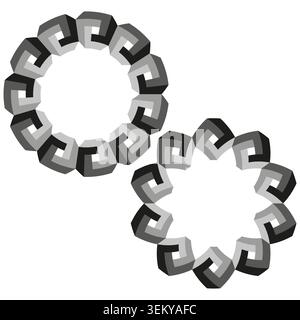 Impossible geometric link chain rings vector. Graphic supports technology logos and corporate branding materials. EPS 10. Stock Vector