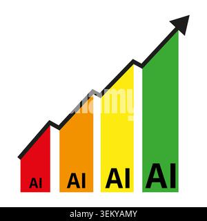 Artificial intelligence growth chart with increasing bars vector. Ideal for illustrating tech progress and business reports. EPS 10. Stock Vector