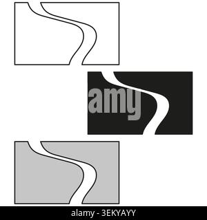 Winding path icon set showing a river or road journey vector. Ideal for map elements travel graphics and business timeline infographics. EPS 10. Stock Vector