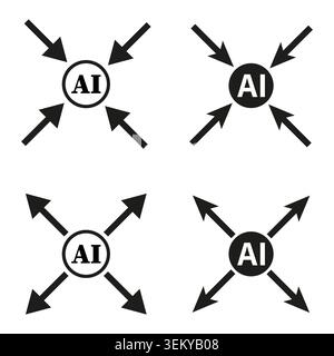 Artificial intelligence data flow and scaling icons vector. Graphic supports AI development infographics and user interface design. EPS 10. Stock Vector