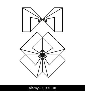 Symmetrical geometric line art shapes set vector. Graphic supports branding, logo creation, and modern decor projects. EPS 10. Stock Vector