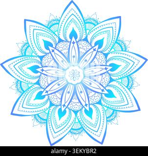 Blue chakra mandala with intricate petal patterns Stock Vector