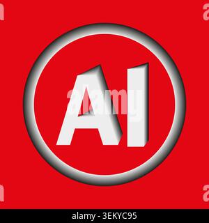 AI artificial intelligence 3D letters in a circle vector. Graphic targets technology branding and machine learning. EPS 10. Stock Vector