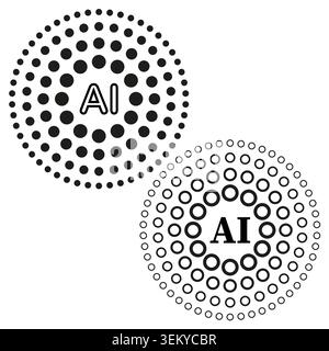 AI artificial intelligence circular dot icon set vector. Graphic supports technology branding and data science projects. EPS 10. Stock Vector