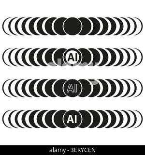 Artificial intelligence signal wave icon set vector. Graphic supports technology branding and futuristic digital interface projects. EPS 10. Stock Vector