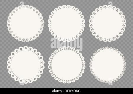 Trendy Paper Doily Circle Frames. Vector Illustration for Invitation, Card, Flyer, Poster, Page Border. Stock Vector
