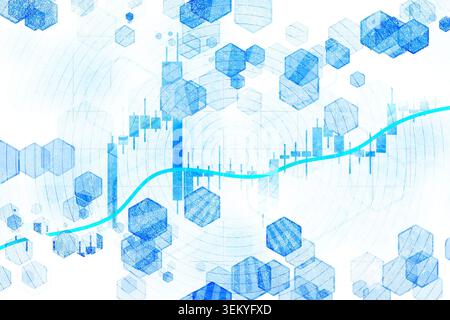 Abstract financial technology background featuring business intelligence, market analytics, performance forecasting and digital data visualization concepts. Stock Photo