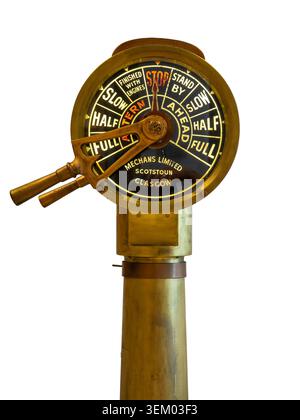 Old vintage ship engine order telegraph isolated on white background, cut out Stock Photo