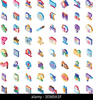 Isometric icons collection representing various concepts Stock Vector