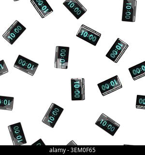 pattern battery travel alarm clock cartoon vector Stock Vector