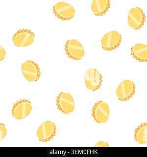 pattern yellow beer bottle cap on white background Stock Vector