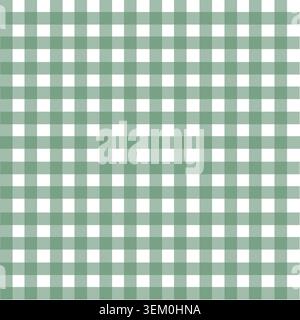 Green and white Vichy seamless pattern: classic gingham checks vector background for picnic tablecloth, fabric texture, and cottagecore design. Stock Vector