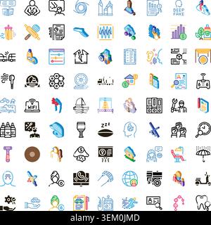 Collection of various colorful pictogram icons representing modern concepts Stock Vector