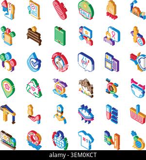 Collection of various isometric icons illustration concept Stock Vector