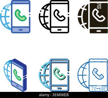 voip smartphone range internet connection icon vector outline Stock Vector
