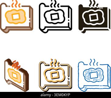 edition toast with melting butter icon vector outline Stock Vector