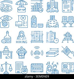 Collection of scribble hand drawn business icons Stock Vector