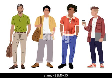 Business men in fashionable summer office outfits Stock Vector