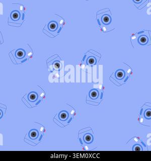 seamless pattern selfie camera toy cartoon vector Stock Vector