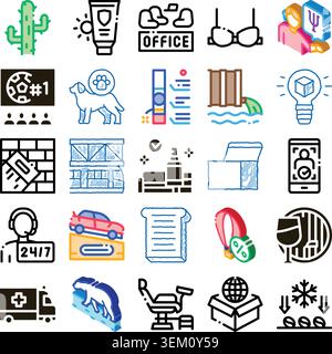 Collection of business and lifestyle line icons Stock Vector