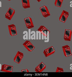 seamless pattern appliance microwave oven cartoon vector Stock Vector