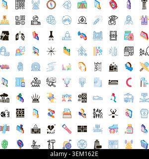 Collection of diverse outline and isometric icons Stock Vector