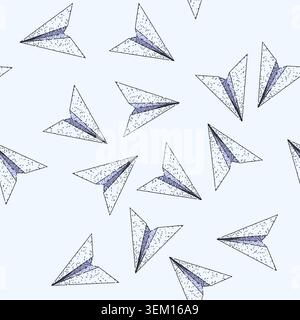 pattern fold paper plane sketch hand drawn black Stock Vector