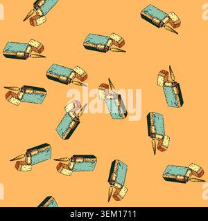 pattern Metal lighter igniting flame in outline drawing style Stock Vector