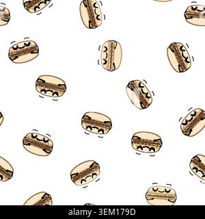 pattern sweet macaron character cartoon vector Stock Vector