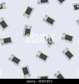 seamless pattern food microwave oven cartoon vector Stock Vector