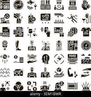 Diverse icon collection representing business, technology, and health concepts Stock Vector