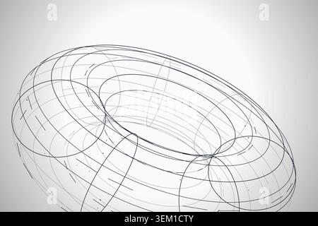 Decorative wire torus illustration for web banners, creative layouts, and modern visual branding. Stock Vector