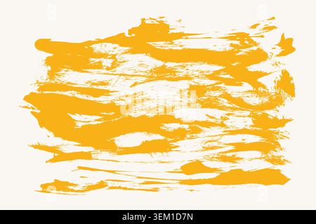 Big yellow brush stroke vector background. Acrylic paint smear banner element. Hand drawn artistic rough distressed texture for poster, cover, ads Stock Vector
