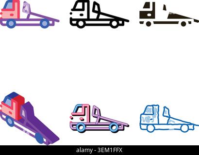 evacuator truck simplified icon vector outline Stock Vector