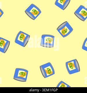 seamless pattern food tin can cartoon vector Stock Vector