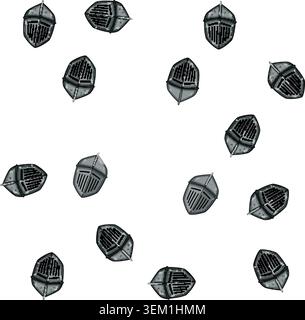 pattern jousting knight helmet cartoon vector Stock Vector