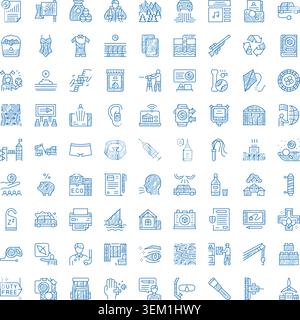 Collection of assorted line icons illustrating various concepts Stock Vector