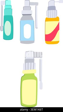 Throat spray bottles for medicinal health care Stock Vector