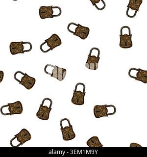 pattern security padlock vintage cartoon vector Stock Vector