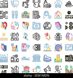 Icons set representing various business and industrial concepts Stock Vector