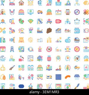 Collection of business, technology, and health line icons Stock Vector