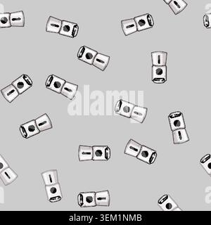 seamless pattern Automatic pet feeder providing food convenience technology Stock Vector